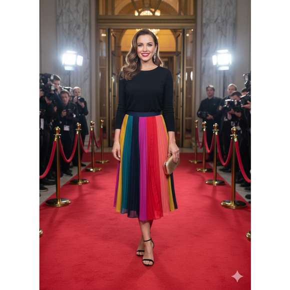 J.Crew Dresses & Skirts - J.Crew Rainbow Pleated Midi Skirt